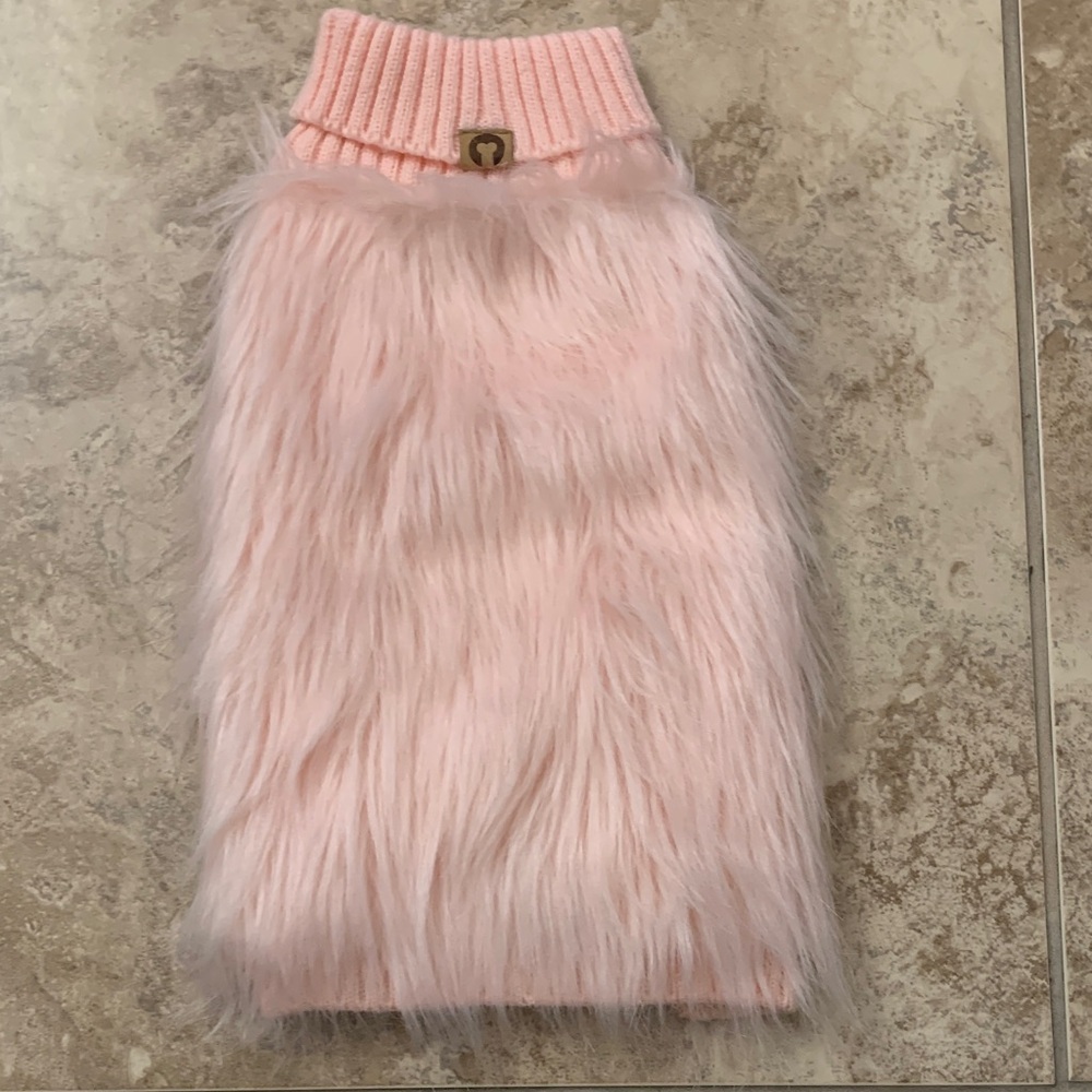 Fabdog S Luxurious Pink Faux Fur Dog Sweater apparel new fuzzy furry soft small